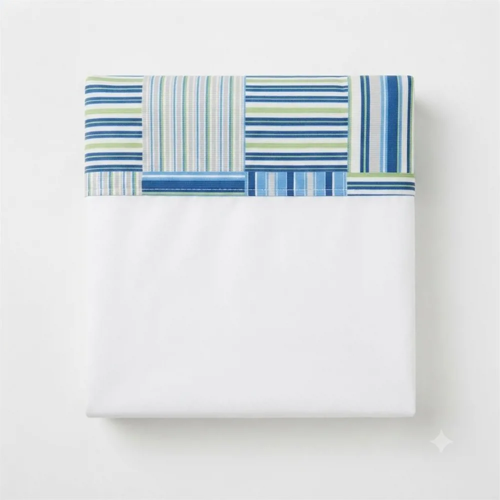 JUEGO SABANAS CUNA RAYAS AZUL Y VERDE - Imagen 2