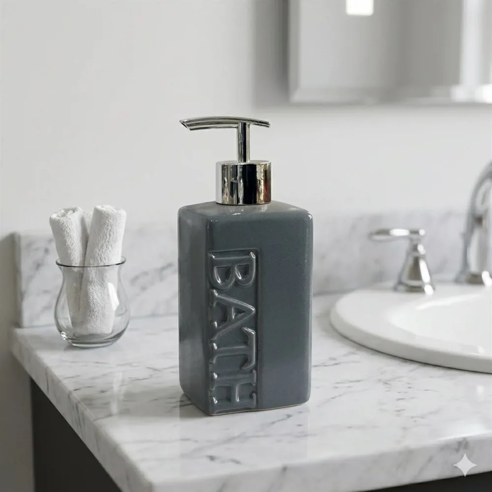 DISPENSER PARA JABON LIQUIDO RECTO "BATH" DE CERAMICA