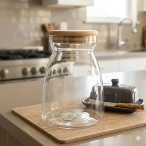 FRASCO DE VIDRIO CON TAPA BAMBOO
