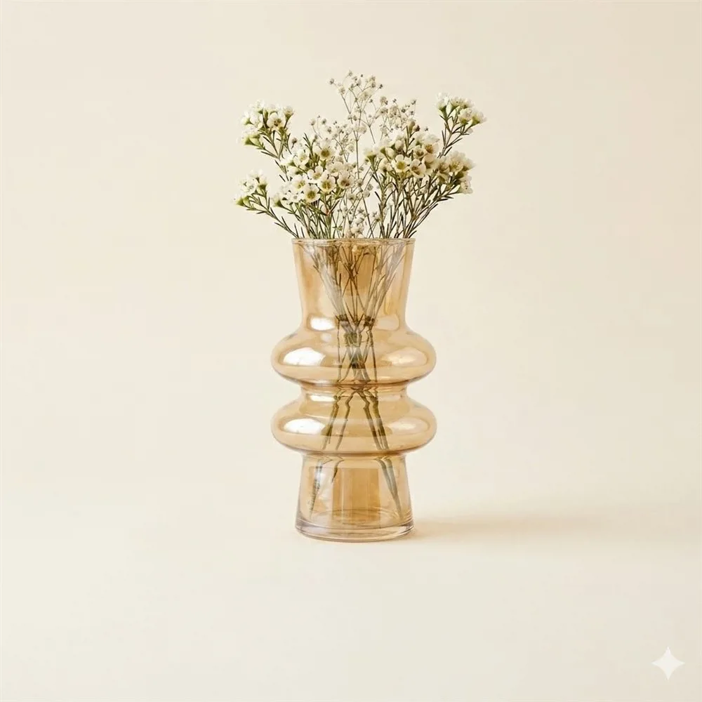 FLORERO DE VIDRIO CONICO DORADO - Imagen 2