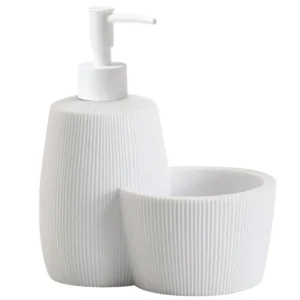 DISPENSER CON PORTA ESPONJA WOLF BLANCO