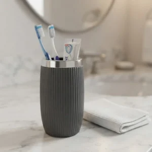 VASO BAÑO RAYADO GRIS