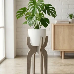 PIE DE MADERA U Y MACETA PLASTICA 45 CM ALTO