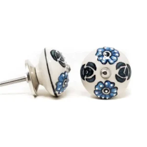 TIRADOR CERAMICA FLOR AZUL