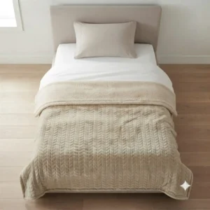 FRAZADA WINNIPEG FLANNEL + CORDERITO TWIN BEIGE