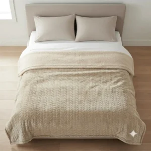 FRAZADA WINNIPEG FLANNEL + CORDERITO QUEEN BEIGE