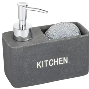 DISPENSER CON PORTA ESPONJA KITCHEN GRIS