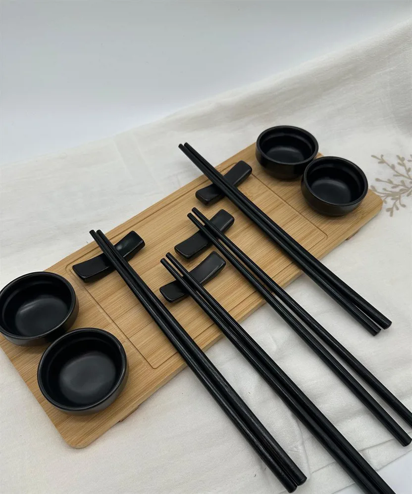 SET DE SUSHI 4 BAMBOO Y PORCELANA REDONDO NEGRO - Imagen 4
