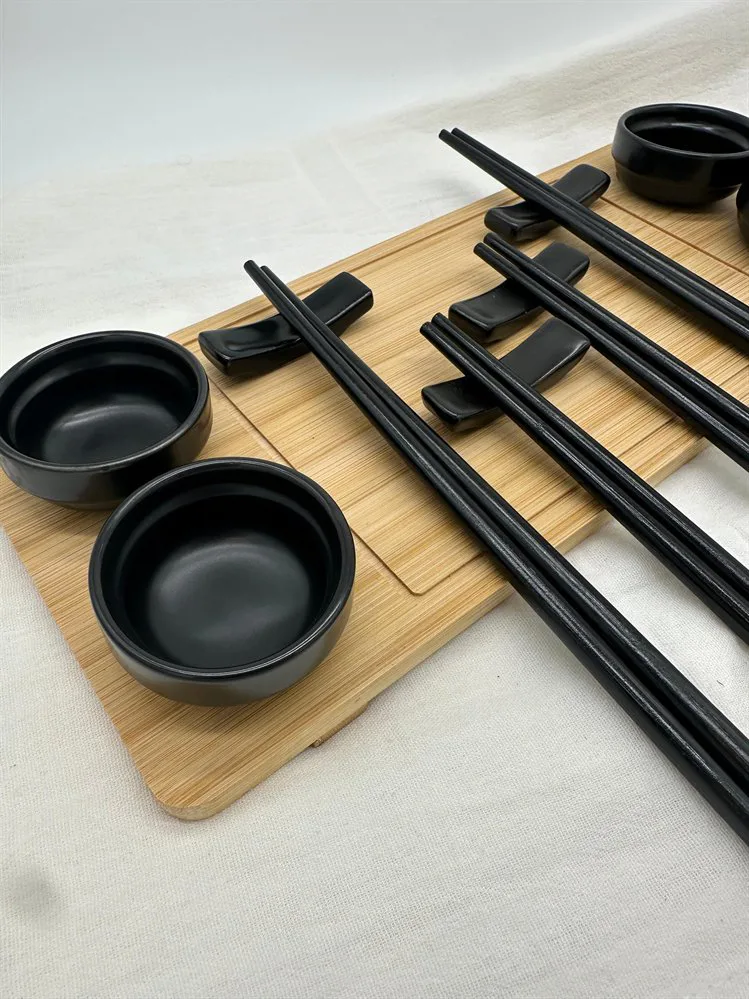 SET DE SUSHI 4 BAMBOO Y PORCELANA REDONDO NEGRO - Imagen 3