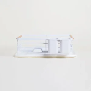 ESCURRIDOR DE PLATOS CON PORTA UTENSILIOS BLANCO