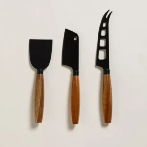 SET X 3 CUCHILLOS PARA QUESO BLACK Y ACACIA