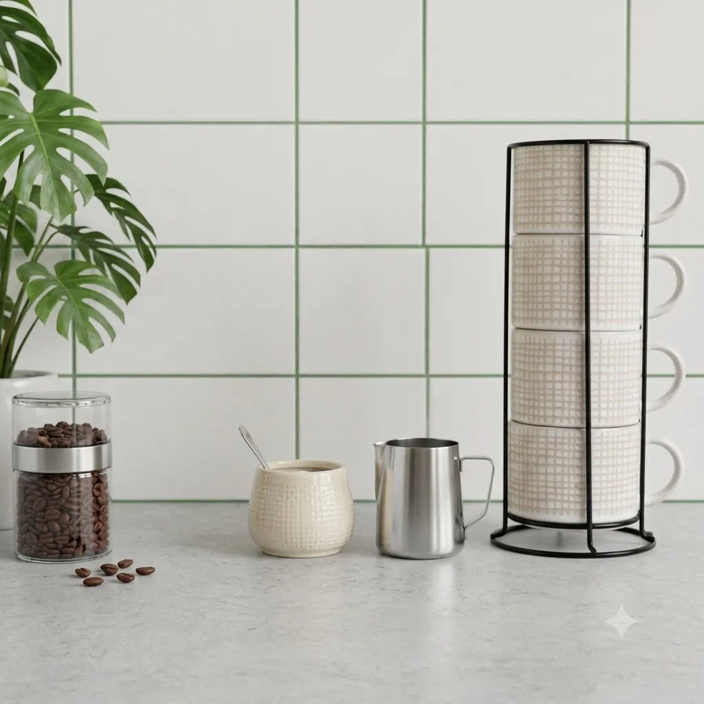SET X 4 TAZAS SQUARES EN RACK 285 ML - Imagen 3
