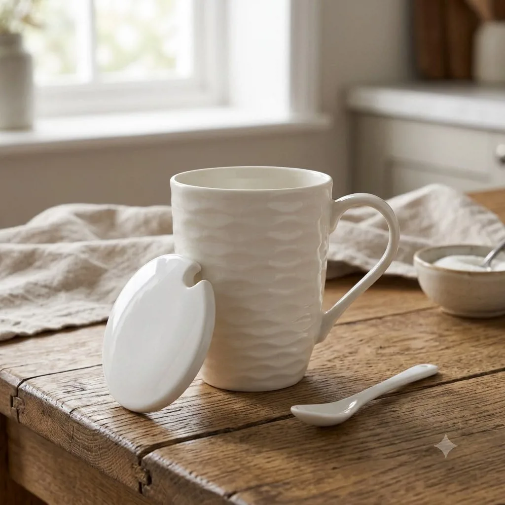 MUG WAVES CON TAPA Y CUCHARA 300 ML - Imagen 4