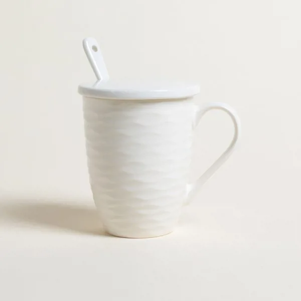 MUG WAVES CON TAPA Y CUCHARA 300 ML