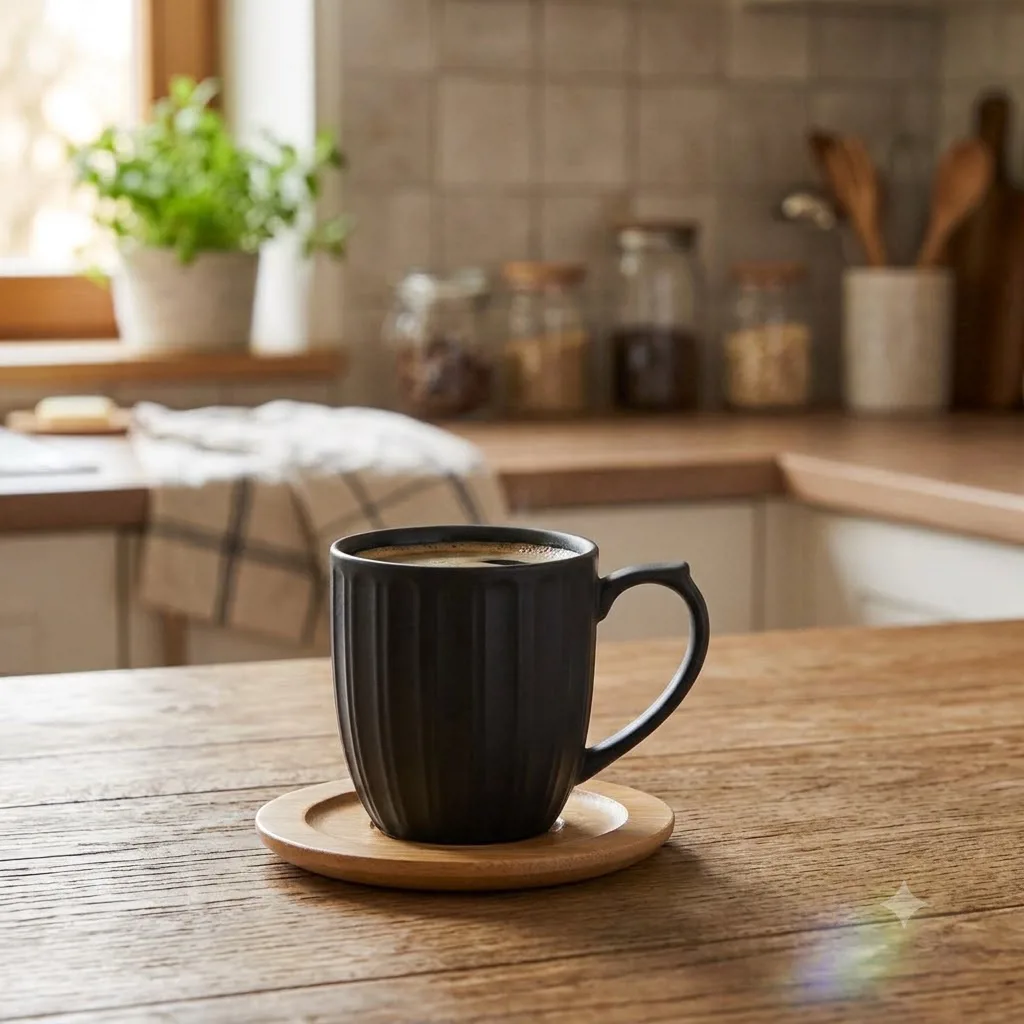 SEX X 2 TAZAS PORCELANA NEGRA C/PLATO BAMBOO 150 ML - Imagen 3