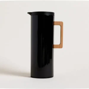 JARRA TERMICA BLACK CON AMPOLLA DE VIDRIO Y ASA DE MADERA 1000 ML