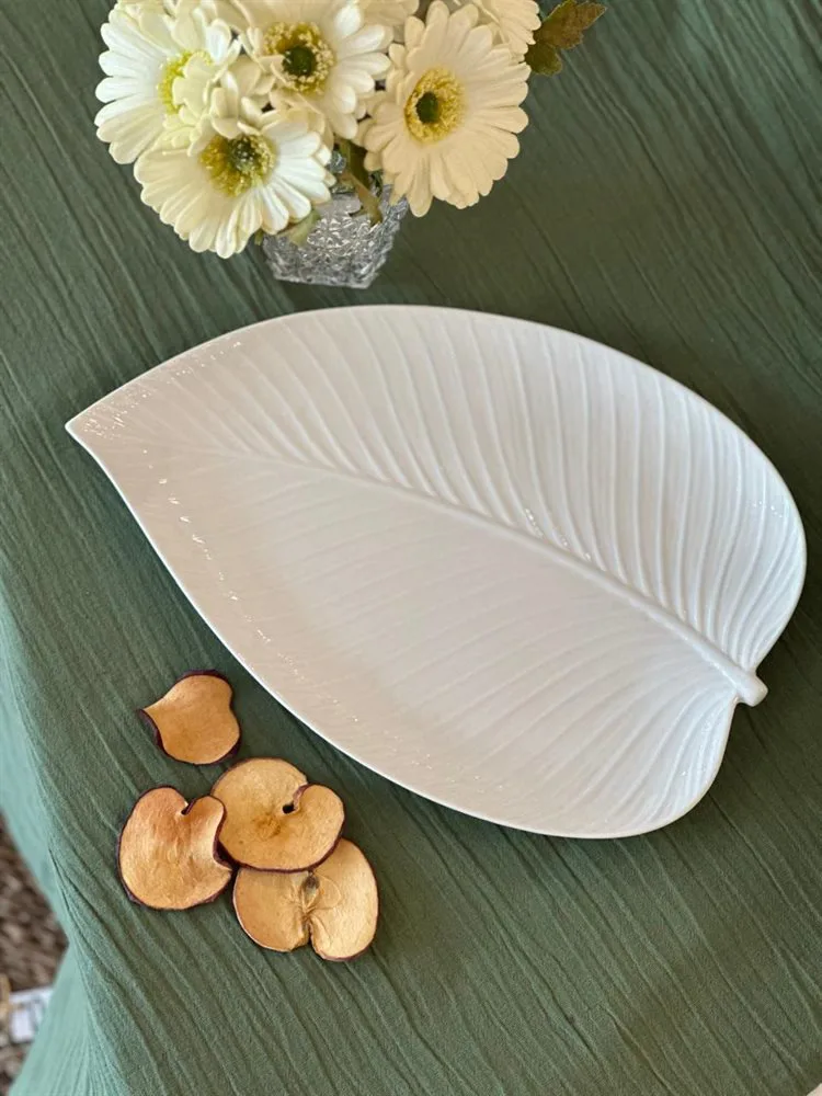 BANDEJA DE PORCELANA HOJA BLANCO - Imagen 3