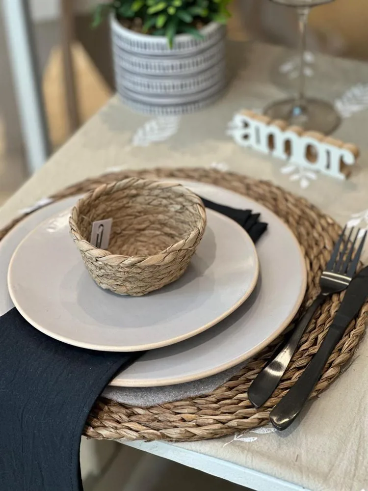 PLATO POSTRE MONASTIR GRIS BORDE NATURAL - Imagen 3