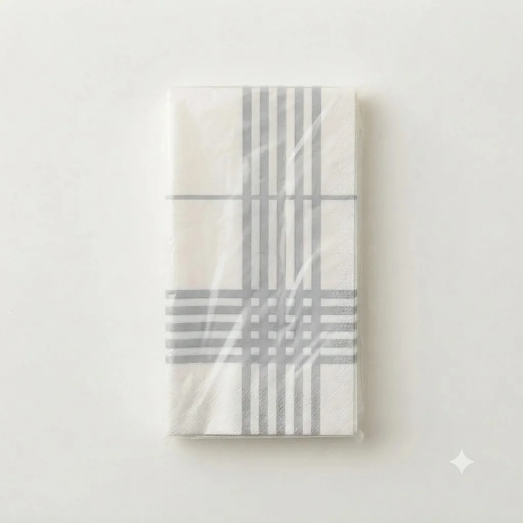 SERVILLETA DE PAPEL RECTANGULAR CUADROS GRIS - Imagen 2