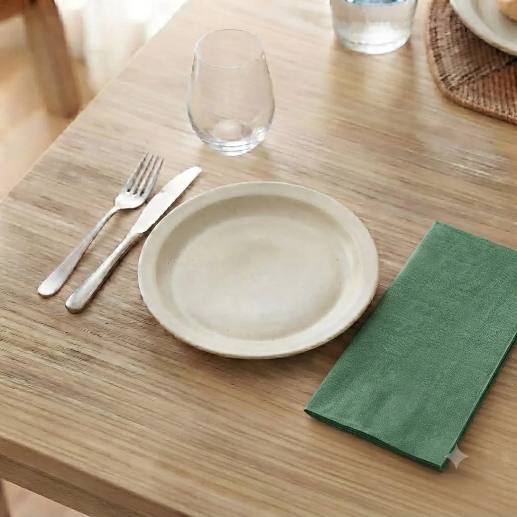 SERVILLETA RECTANGULAR DE PAPEL VERDE - Imagen 2