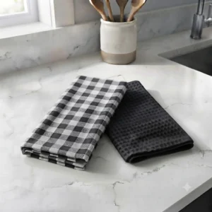 REPASADOR DE COCINA SET X 2 CUADRILLE NEGRO