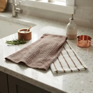 REPASADOR DE COCINA SET X 2 BEIGE OSCURO RAYAS