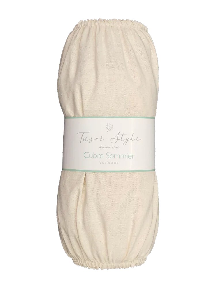 CUBRE SOMMIER TUSOR CON ELASTICO NATURAL SUPER KING - Imagen 2