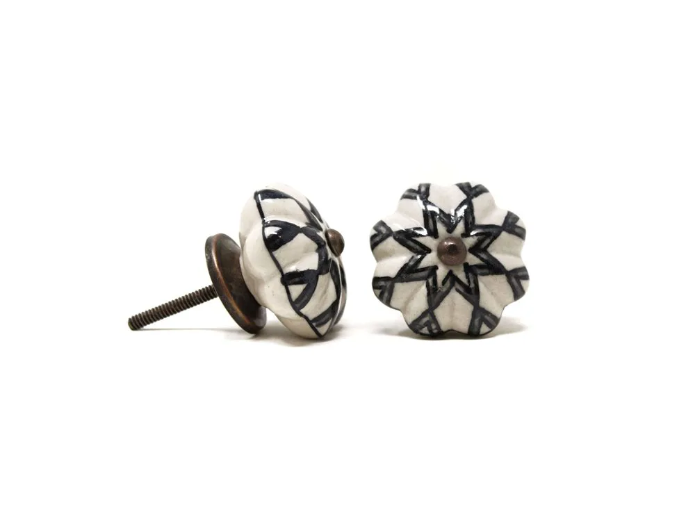 TIRADOR CERAMICA FLOR BL/NG 6 CM - Imagen 2