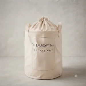 CONTENEDOR THE LAUNDRY BAG XXL CON TAPA DE TELA Y MANIJA ALGODON