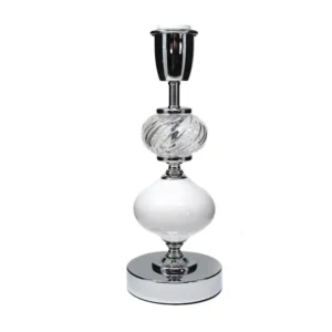 VELADOR CERAMICA 1 BOCHA BLANCA Y 1 BOCHA VIDRIO + PANTALLA 10X25 BLANCA