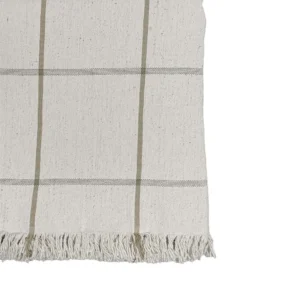 PIE DE CAMA/MANTA RUSTICO TEJIRO CUADROS BEIGE, NAT.Y GRIS