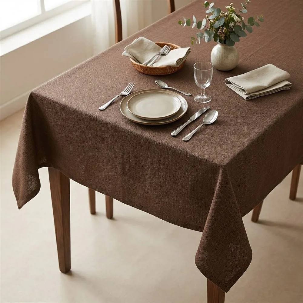MANTEL DE RAFIA LISO COLOR CHOCOLATE
