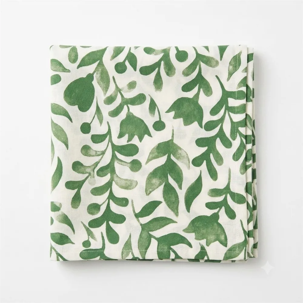 MANTEL RECTANGULAR FLORES BATIK VERDE - Imagen 2