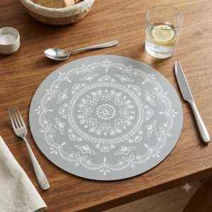 INDIVIDUAL REDONDO MANDALA GRIS