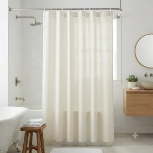 CORTINA DE BAÑO GASA LISA CON OJAL BLANCO