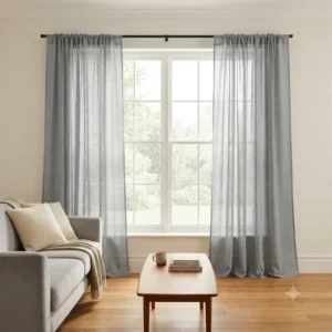 SET X 2 PAÑOS DE CORTINA DE AMBIENTE DE GASA GRIS