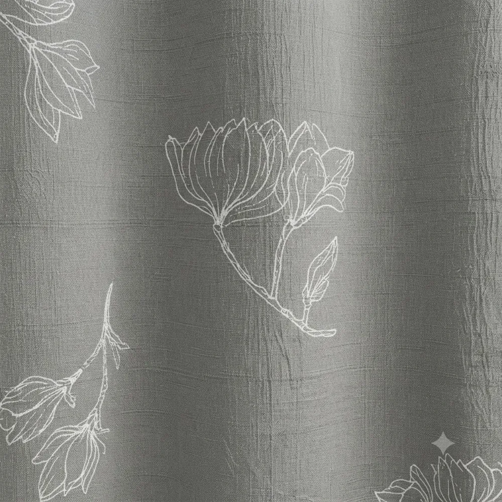 CORTINA DE BAÑO GASA ESTAMPADA CON RELIEVE BLANCO S/ GRIS - Imagen 2