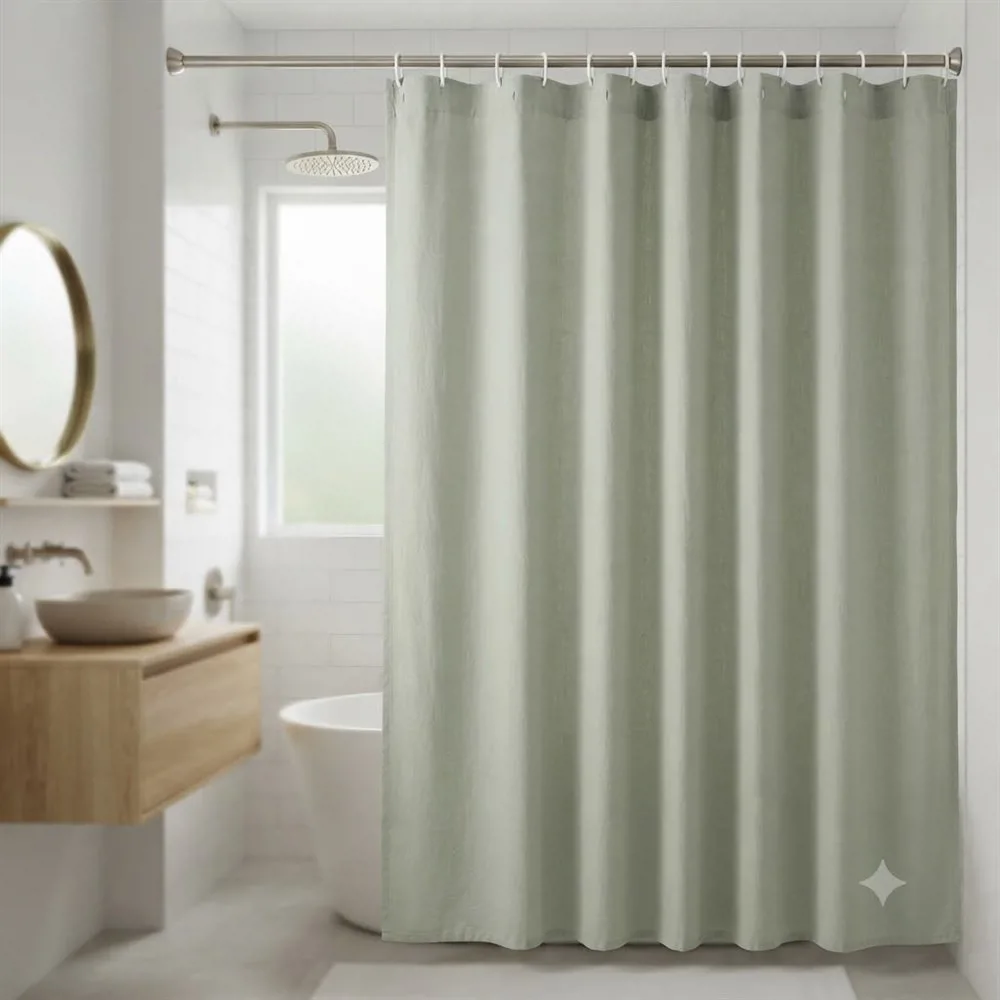 CORTINA DE BAÑO TUSOR CON OJAL GRIS LISA