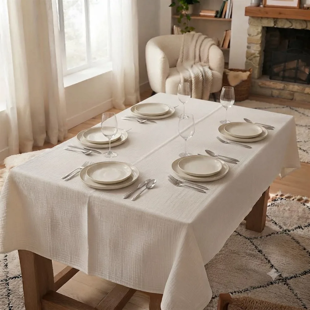 MANTEL RECTANGULAR LISO GASA BLANCO