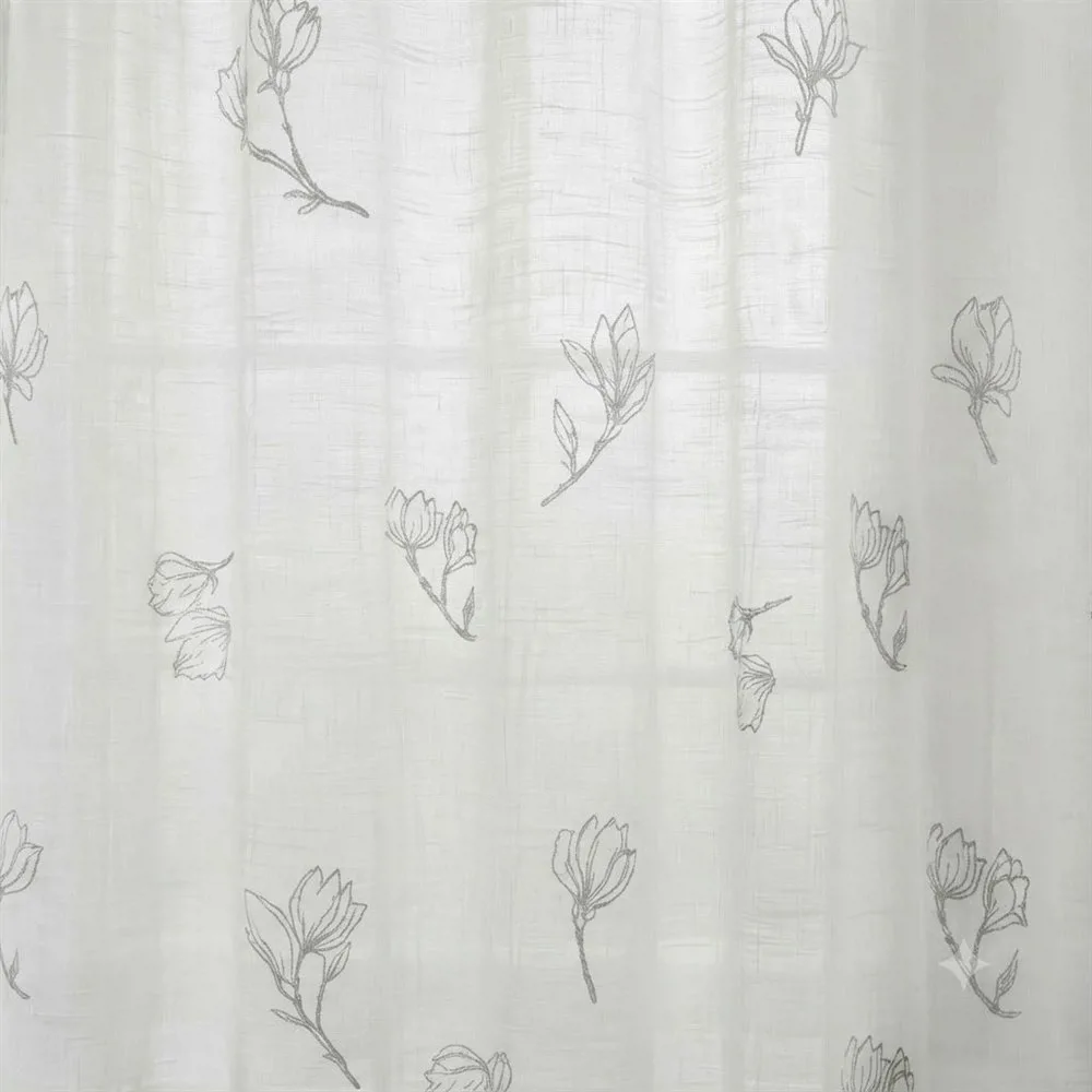 CORTINA DE BAÑO DE GASA ESTAMPADA CON RELIEVE MAGNOLIA GRIS /BLANCO - Imagen 2