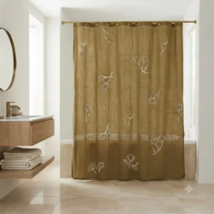 CORTINA DE BAÑO GASA ESTAMPADA MAGNOLIA BLANCO /BEIGE
