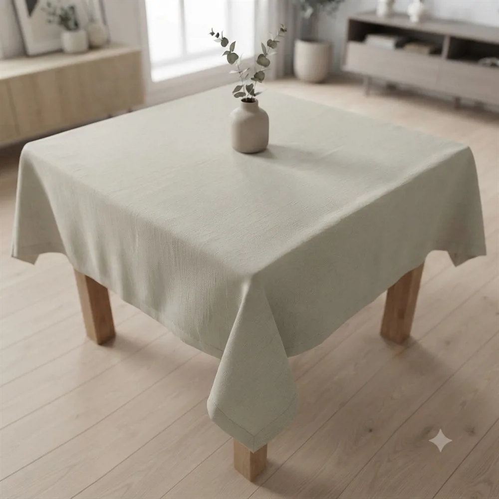 MANTEL CUADRADO TUSOR GRIS PERLA