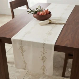 CAMINO DE MESA GARLAND BLANCO ESTAMPA BEIGE