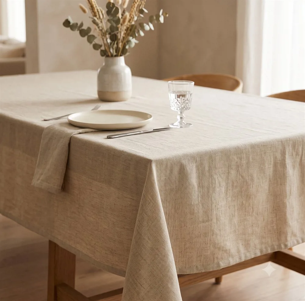 MANTEL LISO TUSOR RECTANGULAR CAQUI