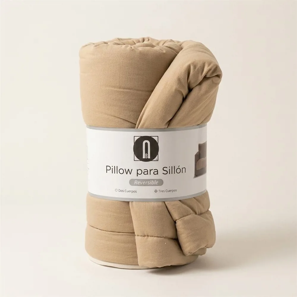 PILLOW PARA SILLON TRES CUERPOS REVERSIBLE BEIGE OSCURO/NATURAL - Imagen 2