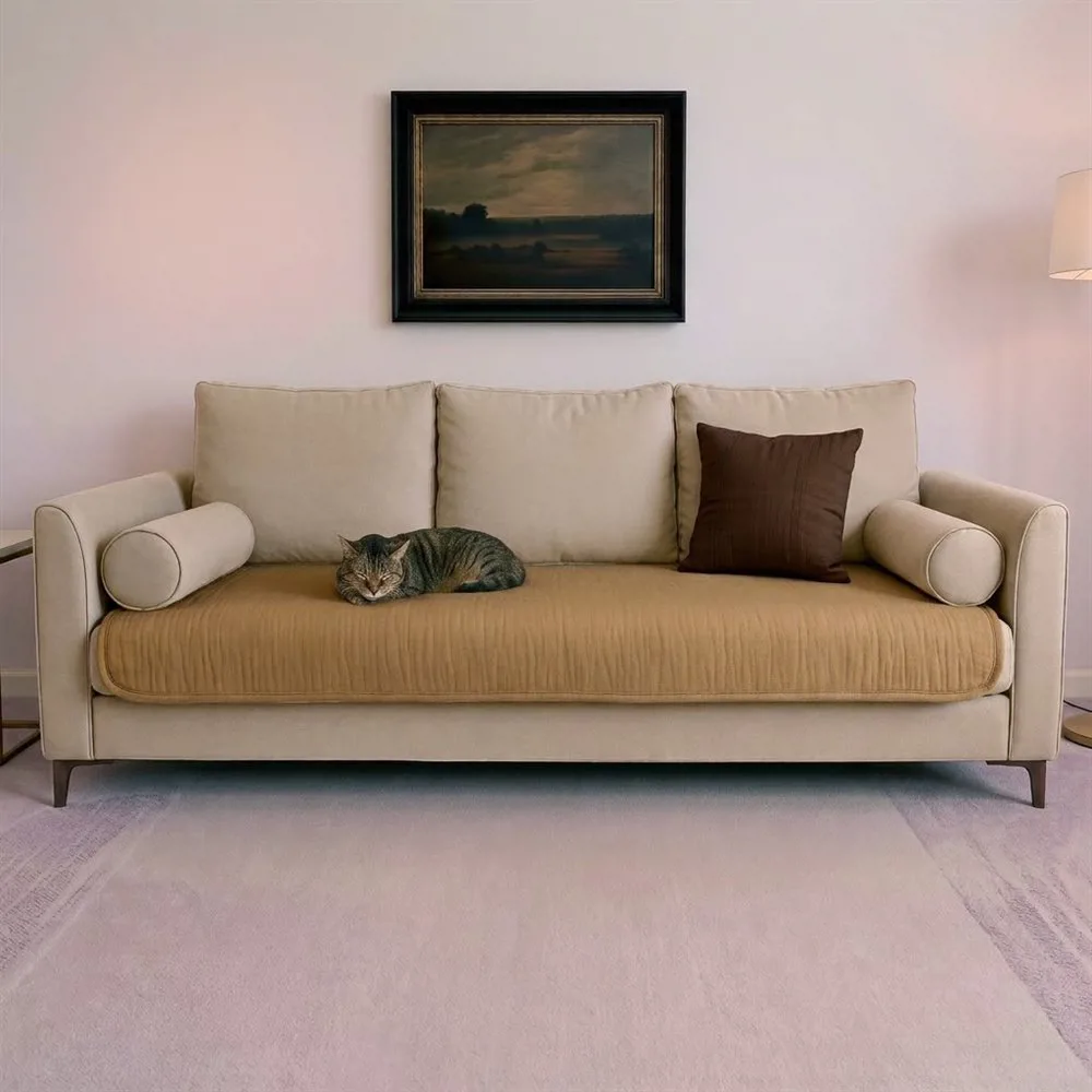 PILLOW PARA SILLON TRES CUERPOS REVERSIBLE BEIGE OSCURO/NATURAL