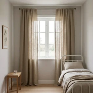 SET X 2 PAÑOS DE CORTINA DE AMBIENTE BEIGE OSCURO