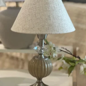 VELADOR DE CERAMICA + PANTALLA NATURAL