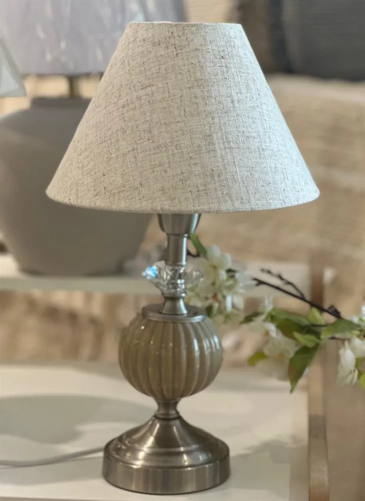 VELADOR DE CERAMICA + PANTALLA NATURAL