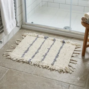 ALFOMBRA NATURAL TELAR ALGODON RAYA FINA GRIS